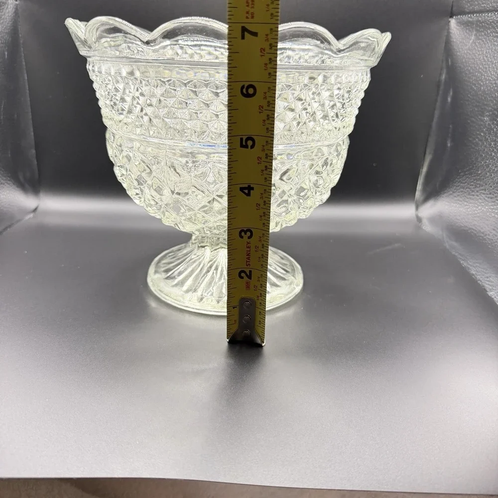 Vintage Anchor Hocking Wexford Centerpiece Bowl Footed, Pressed Glass, MCM